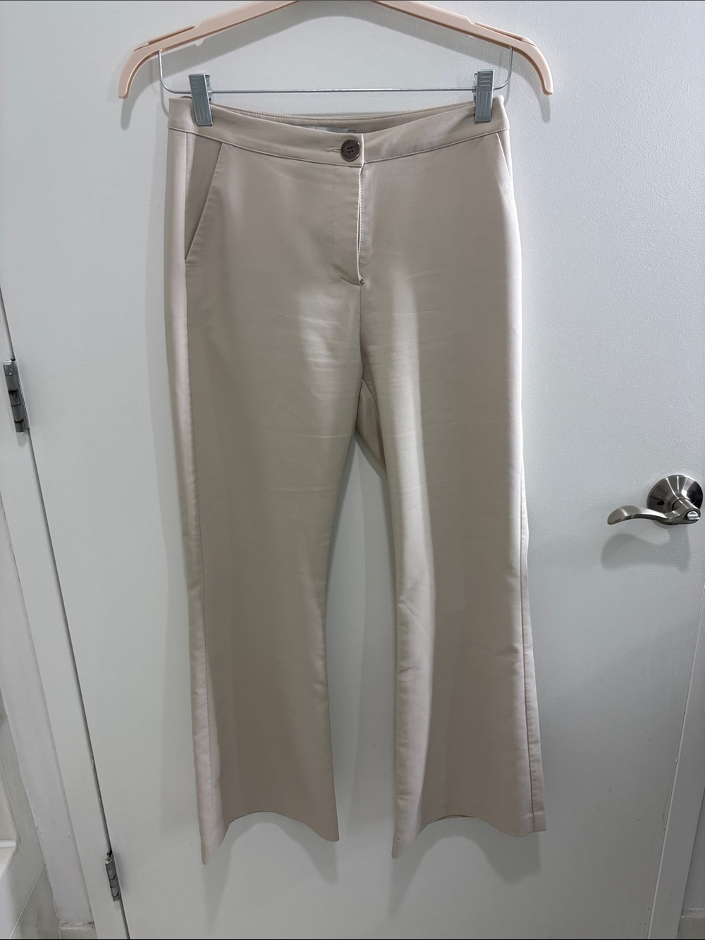 Women's Cream Wide-Leg Tailored Pants